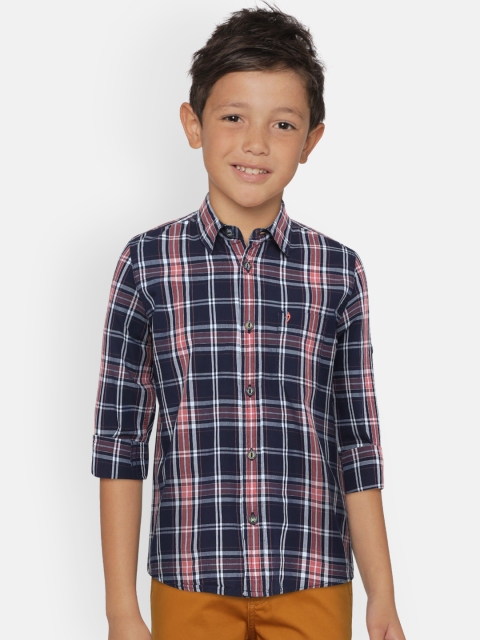 

Indian Terrain Boys Navy Blue & Red Regular Fit Checked Casual Shirt