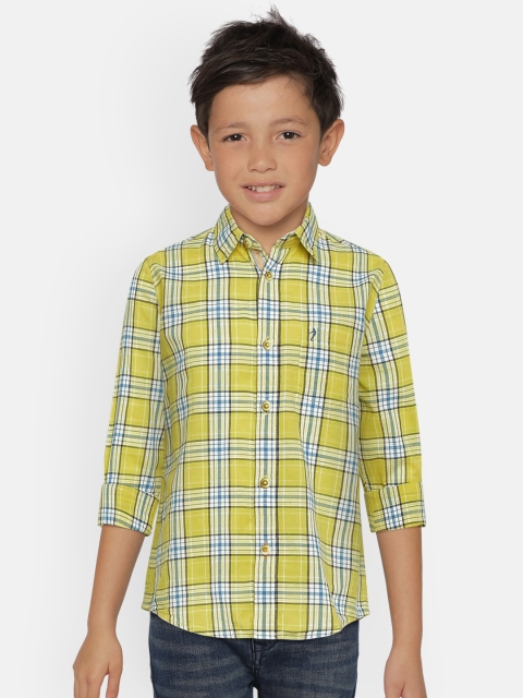 

Indian Terrain Boys Yellow Regular Fit Checked Casual Shirt