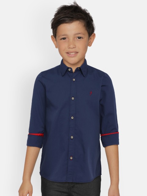 

Indian Terrain Boys Navy Blue Regular Fit Solid Casual Shirt