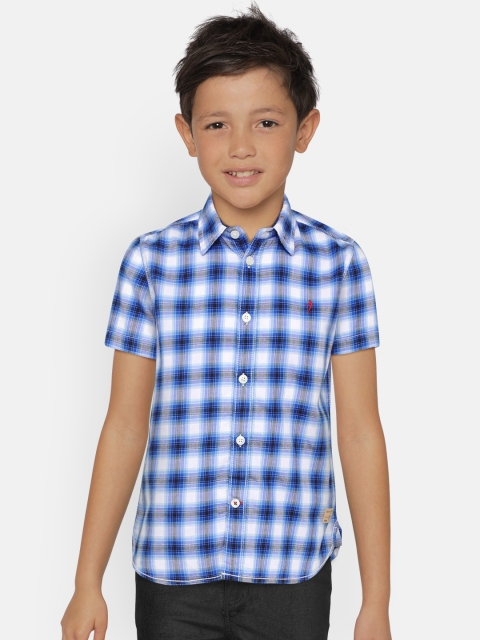 

Indian Terrain Boys Blue & White Regular Fit Checked Casual Shirt