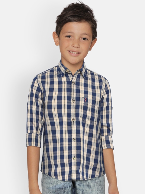 

Indian Terrain Boys Khaki & Navy Blue Regular Fit Checked Casual Shirt