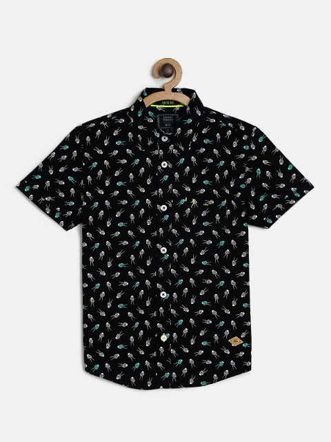 

Indian Terrain Boys Black Regular Fit Printed Casual Shirt