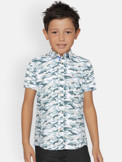 

Indian Terrain Boys Blue & Off-White Camouflage Print Casual Shirt