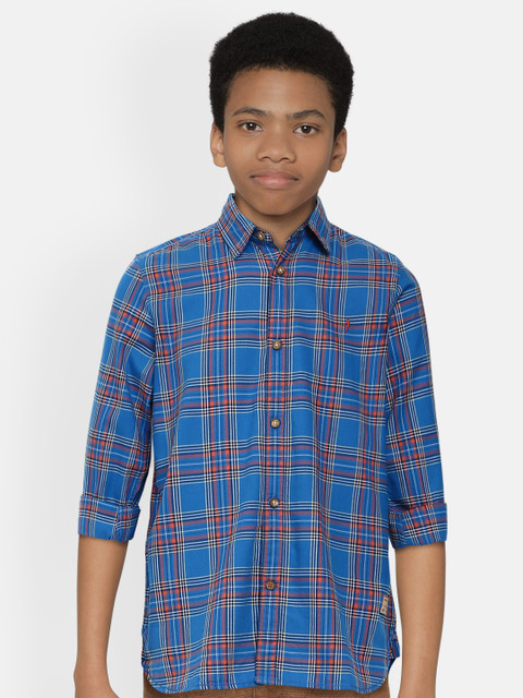 

Indian Terrain Boys Blue Regular Fit Checked Pure Cotton Casual Shirt