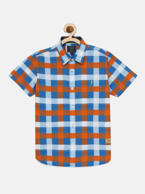 

Indian Terrain Boys Orange & Blue Regular Fit Checked Casual Shirt