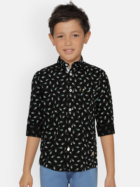 

Indian Terrain Boys Black Regular Fit Printed Casual Shirt