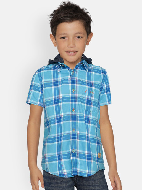 

Indian Terrain Boys Blue Regular Fit Checked Casual Shirt