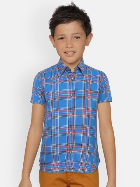 

Indian Terrain Boys Blue Regular Fit Checked Casual Shirt