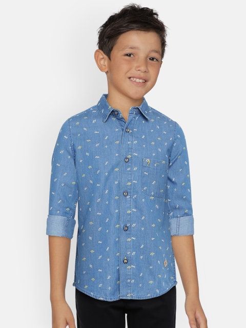 

Indian Terrain Boys Blue Regular Fit Printed Casual Shirt
