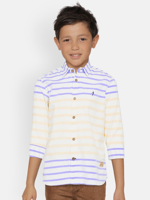 

Indian Terrain Boys White & Blue Regular Fit Striped Casual Shirt