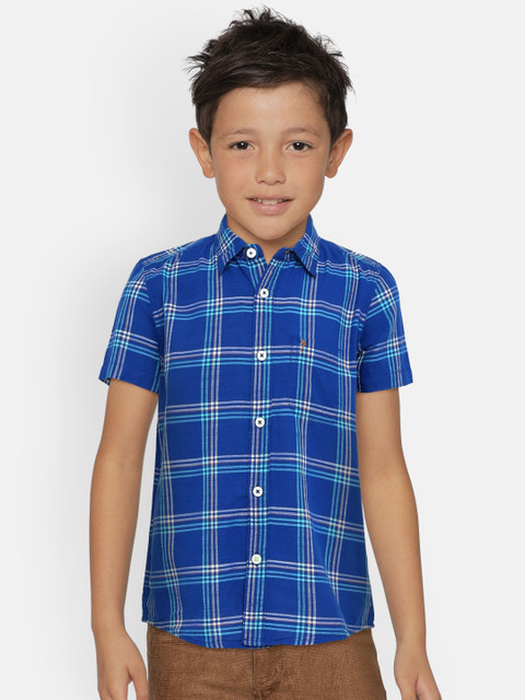 

Indian Terrain Boys Blue & White Regular Fit Checked Casual Shirt