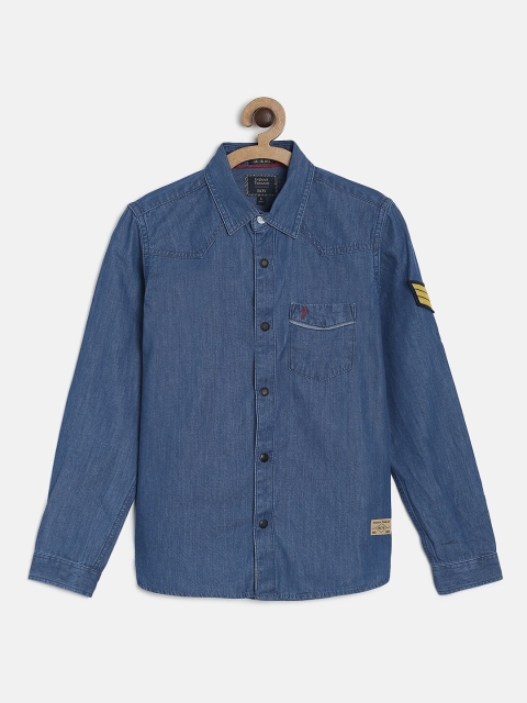 

Indian Terrain Boys Blue Solid Regular Fit Denim Casual Shirt