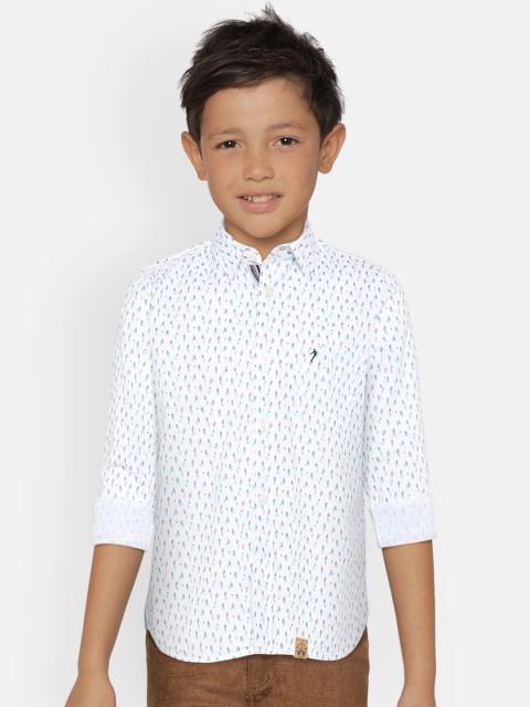 

Indian Terrain Boys White & Blue Regular Fit Printed Casual Shirt