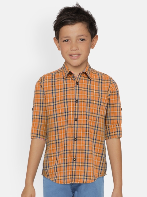 

Indian Terrain Boys Orange & Blue Regular Fit Checked Casual Shirt