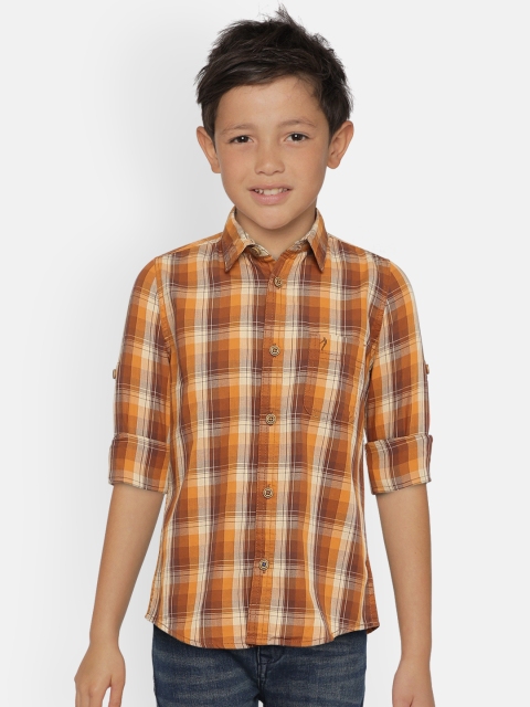 

Indian Terrain Boys Rust Brown & Beige Regular Fit Checked Casual Shirt