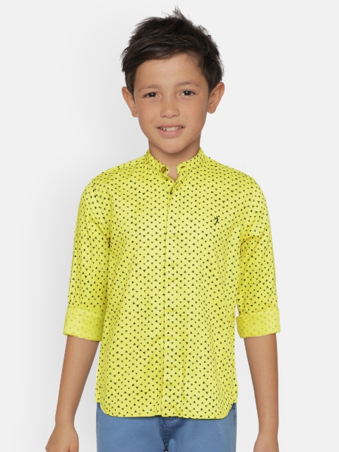 

Indian Terrain Boys Yellow Regular Fit Printed Casual Shirt