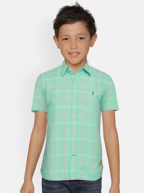 

Indian Terrain Boys Green & Pink Regular Fit Checked Casual Shirt