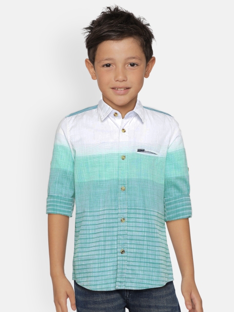 

Indian Terrain Boys Blue & White Regular Fit Striped Casual Shirt