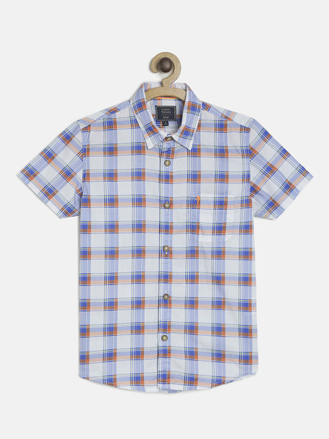 

Indian Terrain Boys White & Blue Regular Fit Checked Casual Shirt