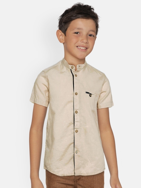 

Indian Terrain Boys Beige Regular Fit Solid Casual Shirt