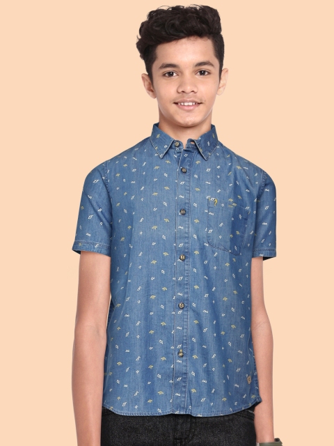 

Indian Terrain Boys Blue Regular Fit Printed Casual Shirt