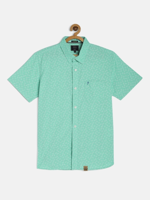 

Indian Terrain Boys Sea Green Floral Printed Regular Fit Pure Cotton Casual Shirt