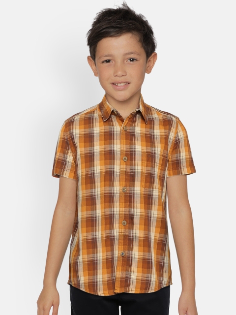 

Indian Terrain Boys Rust Brown & Beige Regular Fit Checked Casual Shirt