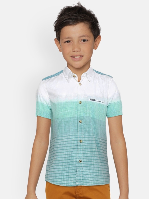

Indian Terrain Boys Blue & White Regular Fit Striped Casual Shirt