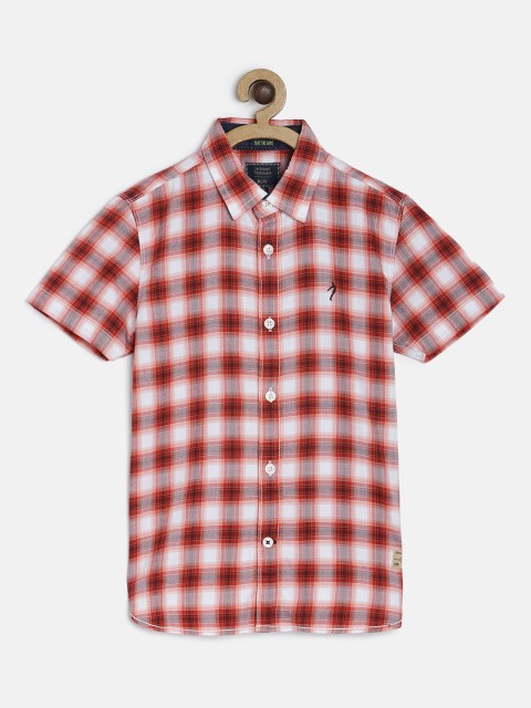 

Indian Terrain Boys Red & White Regular Fit Checked Casual Shirt