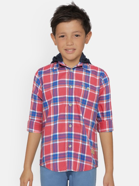 

Indian Terrain Boys Pink & Blue Regular Fit Checked Casual Shirt