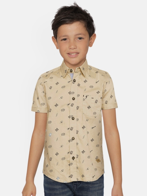 

Indian Terrain Boys Beige Regular Fit Printed Casual Shirt