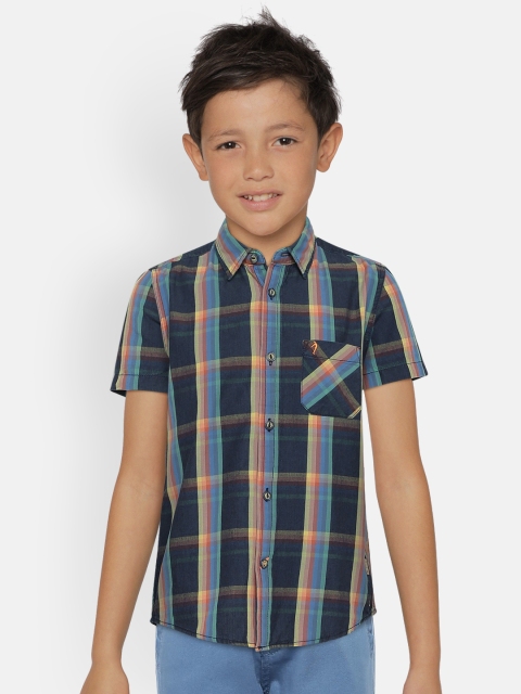 

Indian Terrain Boys Navy Blue Regular Fit Checked Casual Shirt