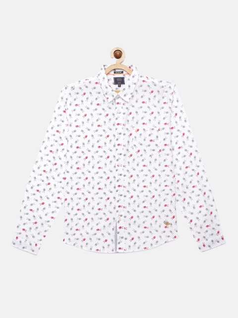 

Indian Terrain Boys White Regular Fit Printed Pure Cotton Casual Shirt