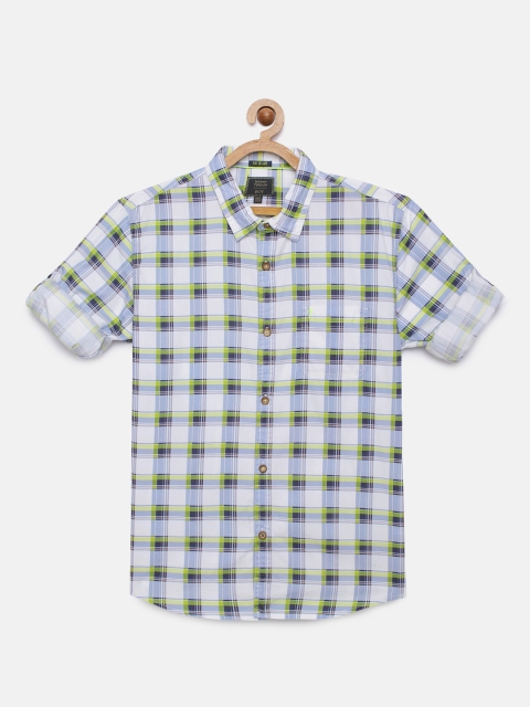 

Indian Terrain Boys White & Blue Checked Cotton Regular Fit Casual Shirt
