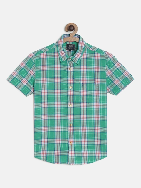 

Indian Terrain Boys Green & White Regular Fit Checked Casual Shirt