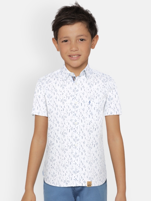 

Indian Terrain Boys White & Blue Regular Fit Printed Casual Shirt