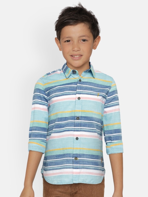

Indian Terrain Boys Blue & Pink Regular Fit Striped Casual Shirt
