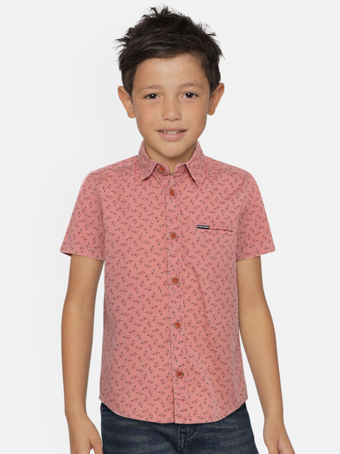 

Indian Terrain Boys Pink Regular Fit Printed Casual Shirt