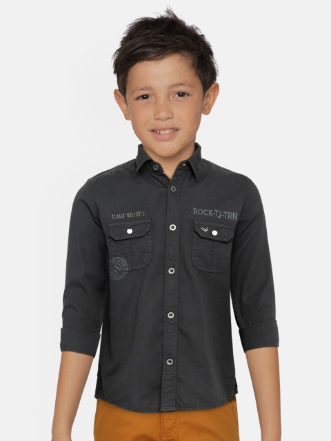 

Indian Terrain Boys Charcoal Grey Regular Fit Solid Casual Shirt