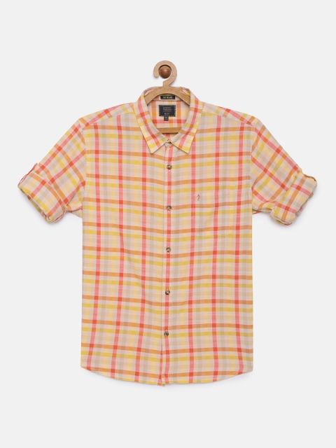 

Indian Terrain Boys Yellow & Red Checked Cotton Regular Fit Casual Shirt