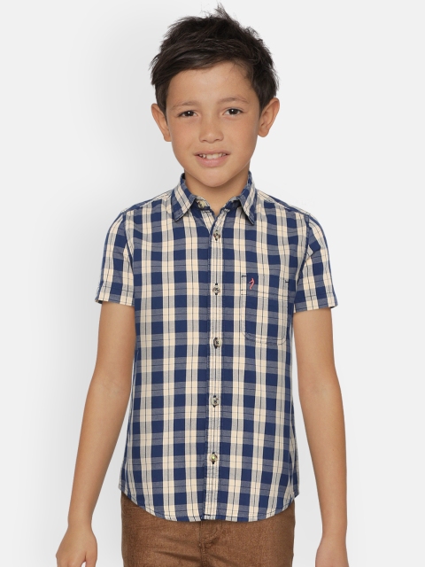 

Indian Terrain Boys Khaki & Navy Blue Regular Fit Checked Casual Shirt