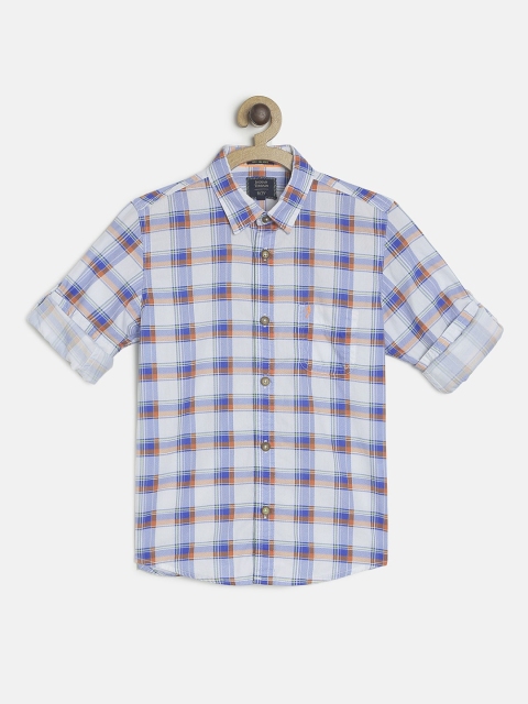 

Indian Terrain Boys Off-White & Blue Regular Fit Checked Casual Shirt