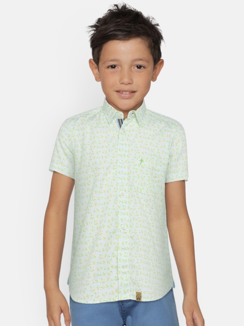 

Indian Terrain Boys White & Green Regular Fit Printed Casual Shirt