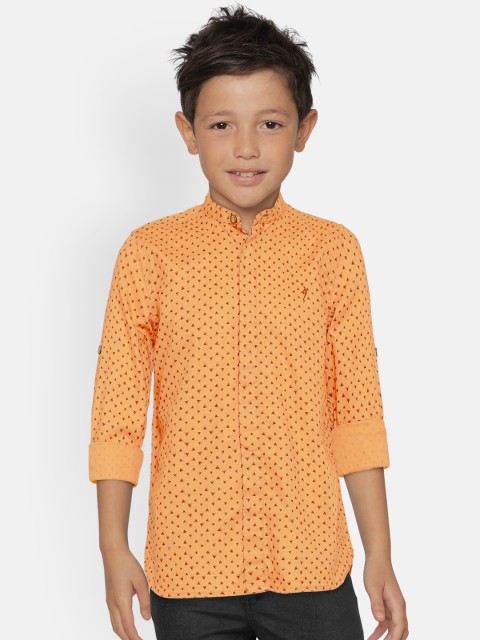 

Indian Terrain Boys Peach-Coloured Regular Fit Printed Casual Shirt