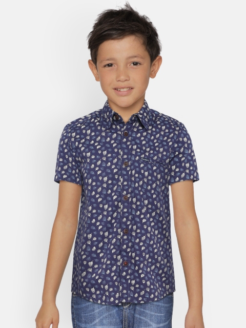 

Indian Terrain Boys Navy Blue Regular Fit Printed Casual Shirt