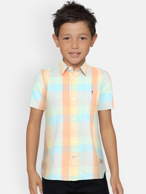 

Indian Terrain Boys Yellow & Blue Regular Fit Checked Casual Shirt