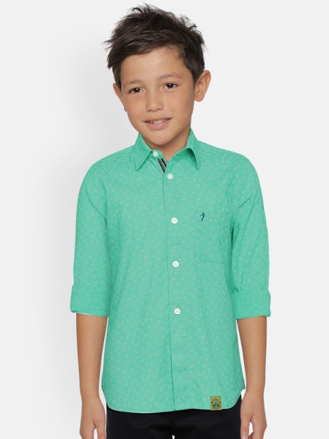 

Indian Terrain Boys Turquoise Blue & White Regular Fit Printed Casual Shirt