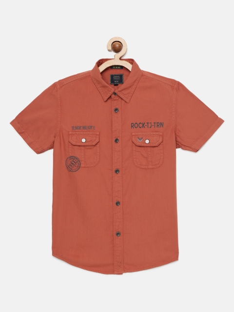 

Indian Terrain Boys Rust Brown Regular Fit Solid Casual Shirt