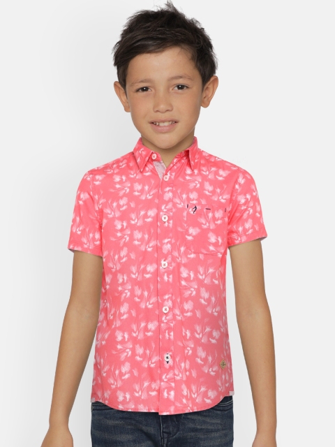 

Indian Terrain Boys Pink & White Regular Fit Printed Casual Shirt