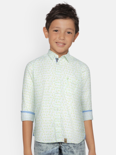

Indian Terrain Boys White & Green Regular Fit Printed Casual Shirt